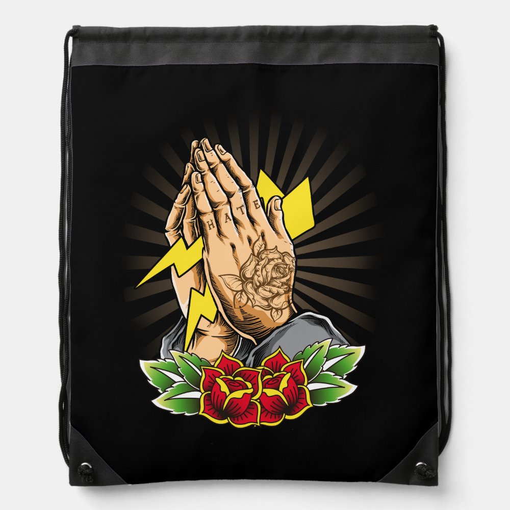 tattoo tattooing tribal symbol artist praying ligh drawstring bag - Tattoo Gifts