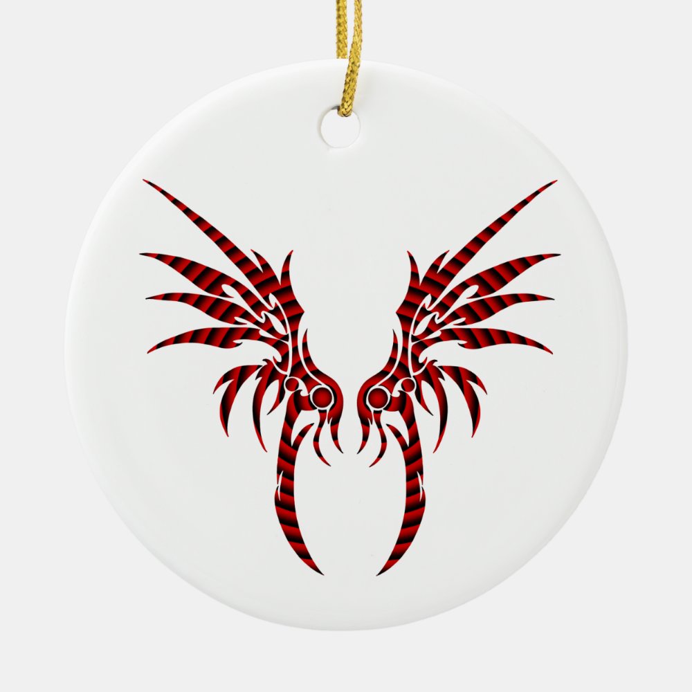 tribal tattoo engelsflugel schwarz rot ceramic ornament - Tattoo Gifts